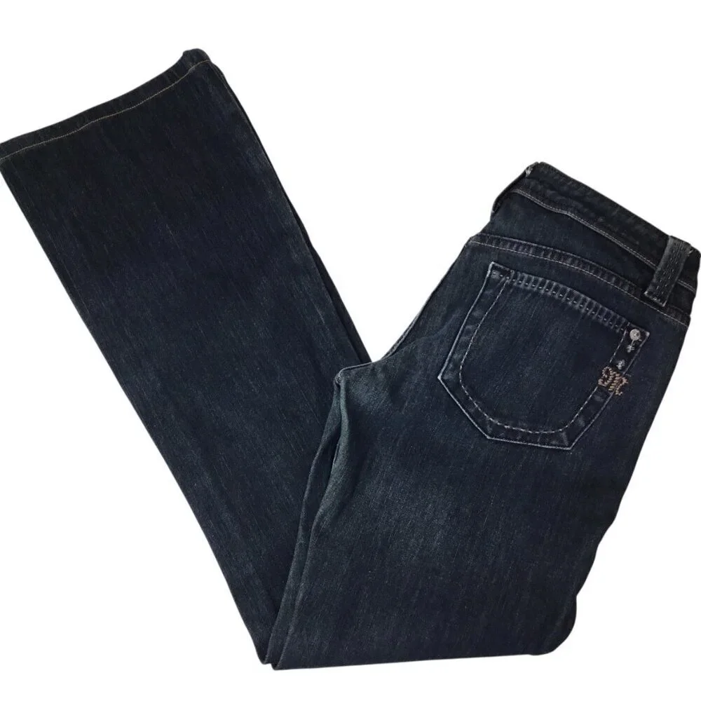 Miss Me Flare Jeans Size 28 JP4517 Thick Stitch Western Blue Denim Stretch